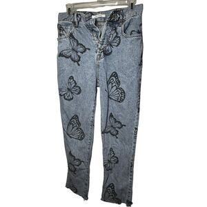 PacSun Butterfly Straight Leg Button Up Jeans - waist 26